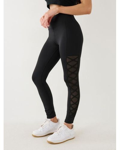 True Religion Mesh Lace Up High Rise Legging - Black