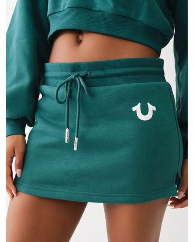 True Religion Horseshoe Puff Print Fleece Skirt - Green