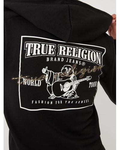 True Religion Crystal Buddha Logo Zip Hoodie - Red