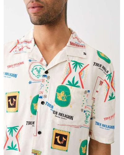 True Religion Resort Print Camp Collar Shirt - Multicolor
