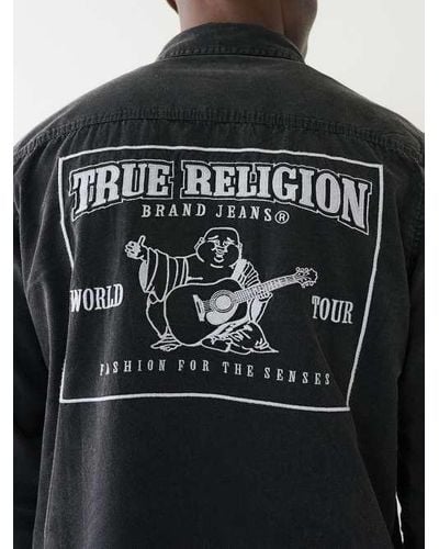 True Religion Embroidered Buddha Logo Utility Shirt - Black