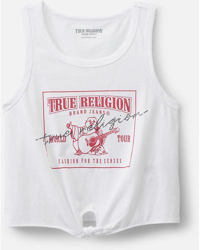True Religion Girls Crystal Logo Tank Top - White