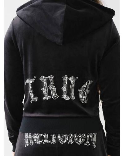 True Religion Crystal Hs Logo Velour Zip Hoodie - Purple