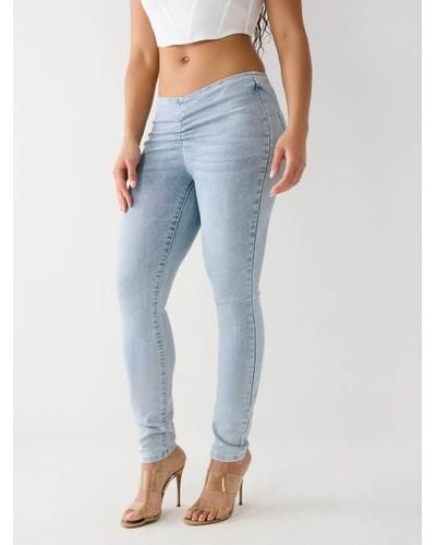 True Religion Low Rise Ruched Skinny Jean - Blue