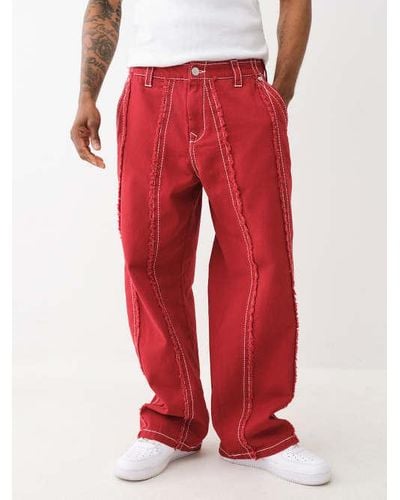 True Religion Frayed Big T Pant - Red