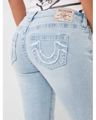 True Religion Carrie Frayed Applique Flare Jean - Blue