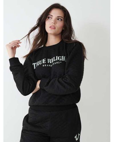 True Religion Quilted Relaxed Sweatshirt - Black