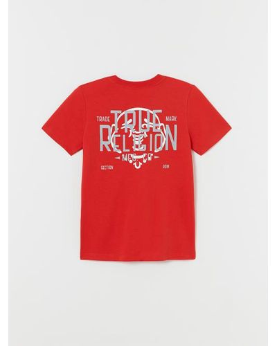 True Religion Boys Flocked Tr Buddha Logo Tee - Red