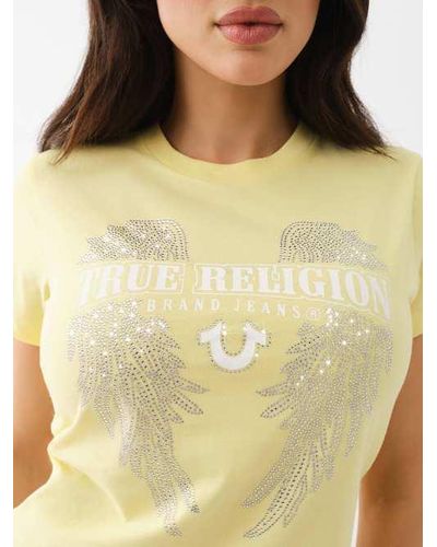 True Religion Crystal Wing Crew Tee - Yellow