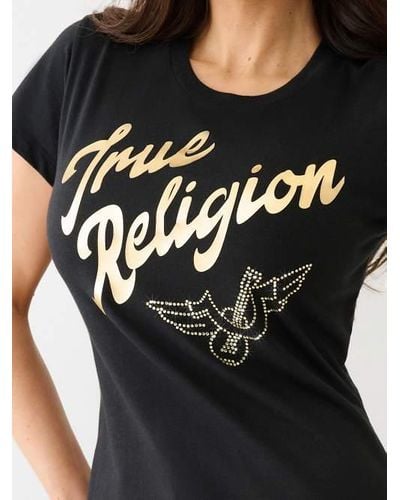 True Religion Metallic Tr Logo Crew Tee - Pink