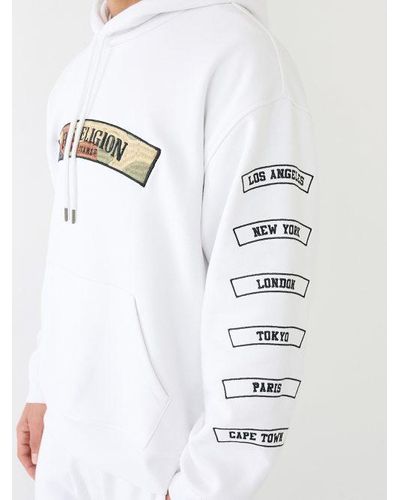 True Religion Embroidered Patch Hoodie - White
