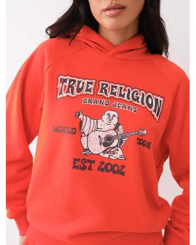 True Religion Heritage Logo Boyfriend Hoodie - Red