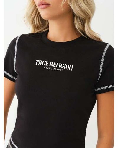 True Religion Contrast Stitch Baby Tee - White