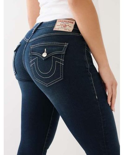 True Religion Jennie Mid Rise Flap Curvy Skinny Jean - Blue