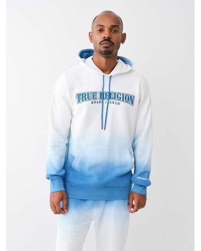 True Religion Ombre Arched Logo Hoodie - Blue