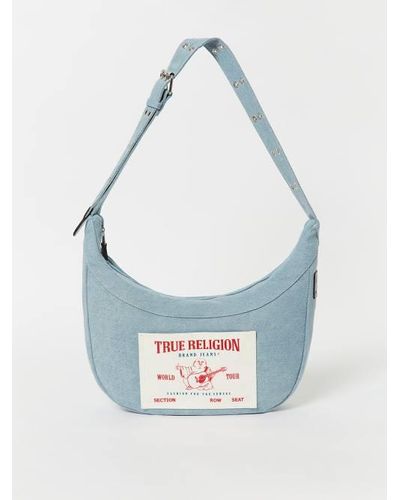 True Religion Patch Denim Shoulder Bag - Blue