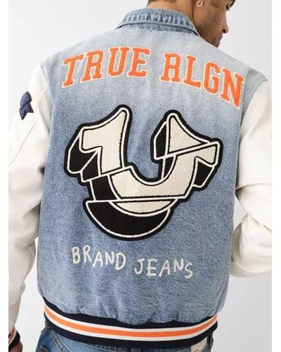 True Religion Jimmy Denim Varsity Jacket - Gray