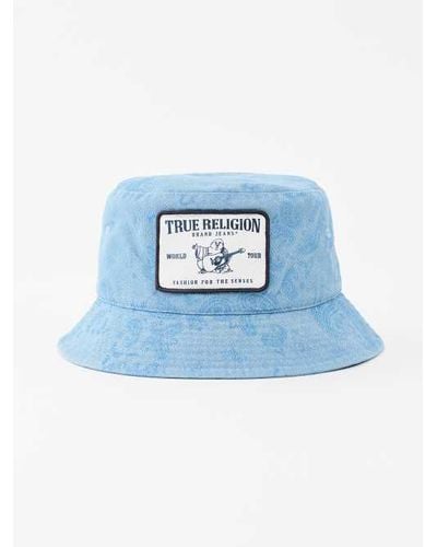 True Religion Denim Paisley Bucket Hat - Blue