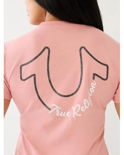 True Religion Glitter Hs Tr Logo Tee - Pink