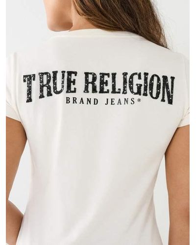 True Religion Crystal V Neck Logo Tee - Black