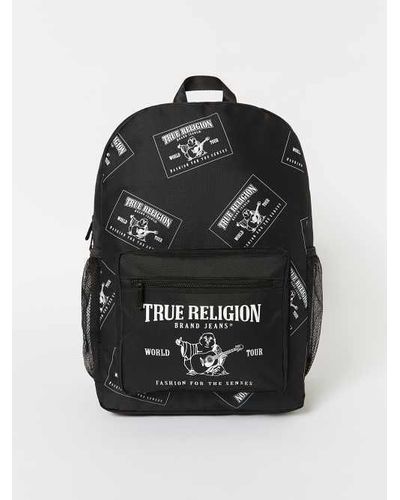 True Religion Logo Print Backpack - Black