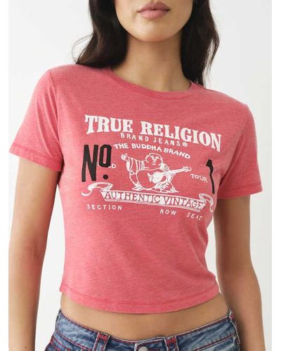 True Religion Heritage Burnout Baby Tee - Pink