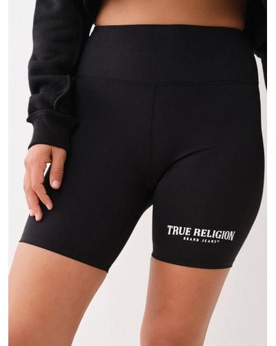 True Religion Arched Logo Biker Short - Black