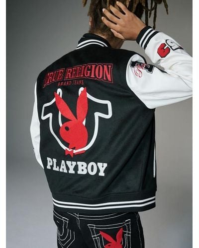 True Religion Playboy X Good Bunny Varsity Jacket - Gray