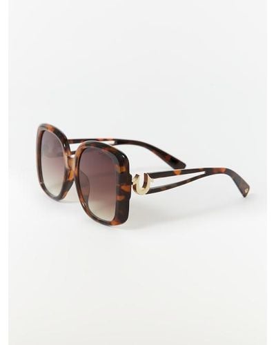 True Religion Oversized Round Tortoiseshell Sunglasses - Brown