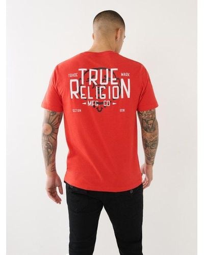 True Religion Flocked Logo Tee - Red