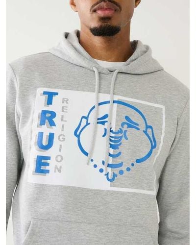 True Religion Two Tone Buddha Logo Hoodie - Gray