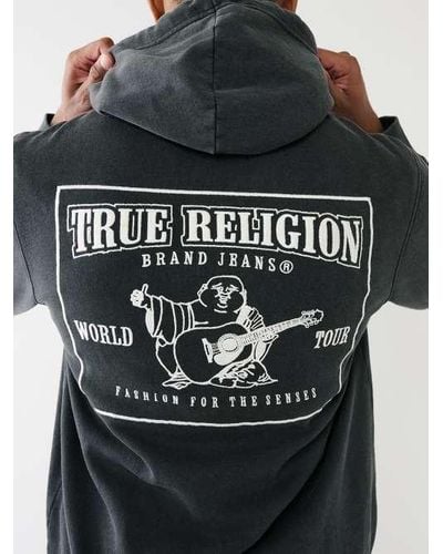 True Religion Buddha Logo Vintage Wash Hoodie - Black