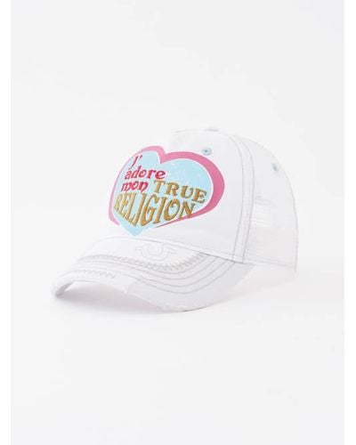 True Religion J'adore Mon Trucker Hat - White