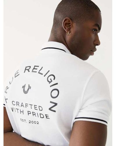 True Religion Logo Polo Shirt - White