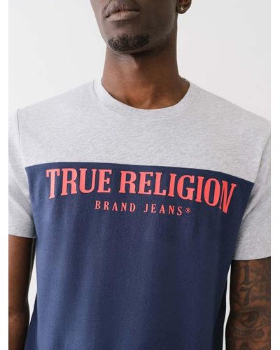 True Religion Logo Two Tone Tee - Blue