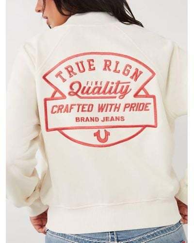 True Religion Embroidered Logo Bomber Jacket - Gray