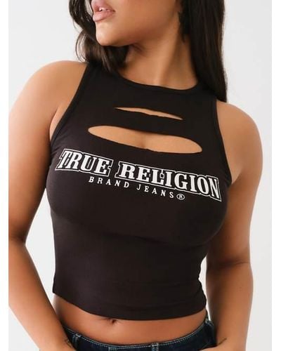 True Religion Logo Cutout Top - Black