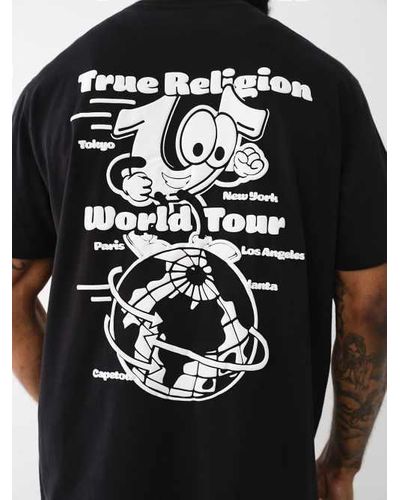 True Religion Shoey Globe Puff Print Tee - Black