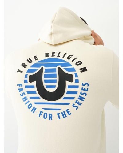 True Religion Striped Horseshoe Zip Hoodie - Blue