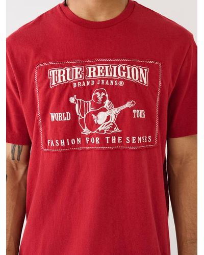 True Religion Vintage World Tour Applique Tee - Red