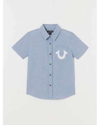 True Religion Boys Hs Pocket Chambray Shirt - Blue