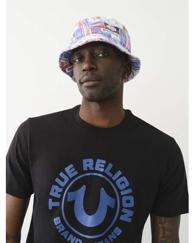 True Religion Branded Print Bucket Hat - Gray