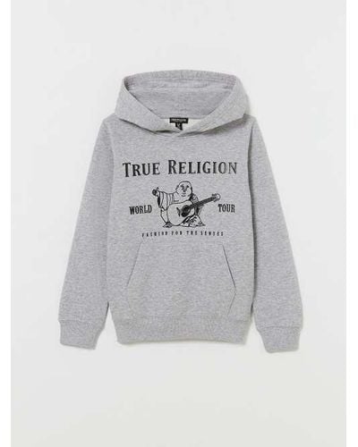 True Religion Boys Foil Buddha Logo Hoodie - Gray