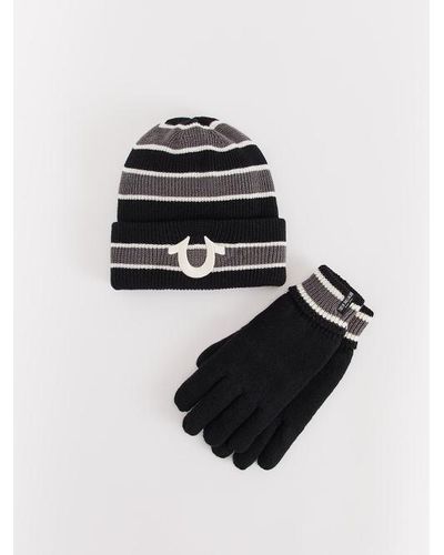 True Religion True Beanie And Glove Set - Black