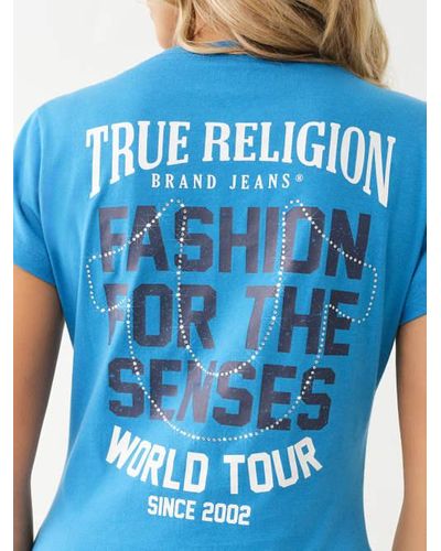 True Religion Crystal Horseshoe World Tour Tee - Pink