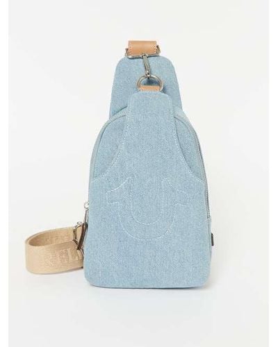 True Religion Stitched Horseshoe Sling Bag - Blue