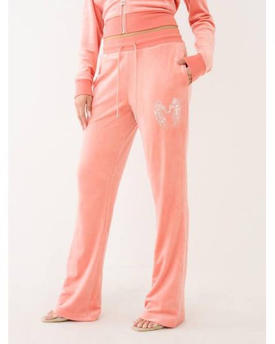 True Religion Crystal Hs Wing Velour Pant - Pink