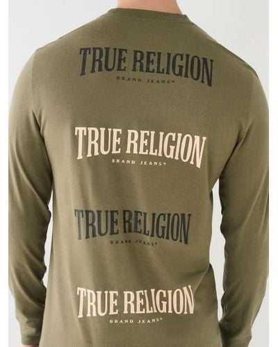 True Religion Logo Long Sleeve Tee - Green