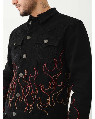 True Religion Jimmy Flame Denim Jacket - Black
