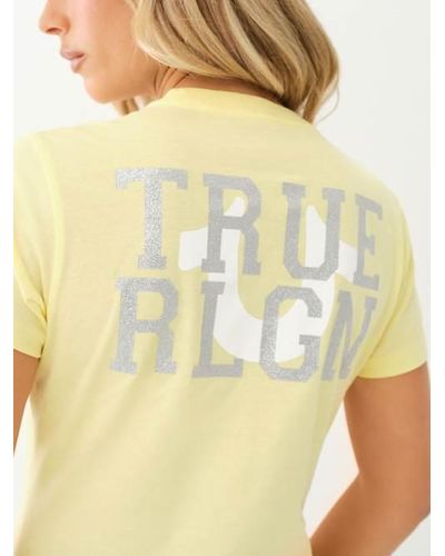 True Religion Glitter Logo Slim Tee - Yellow
